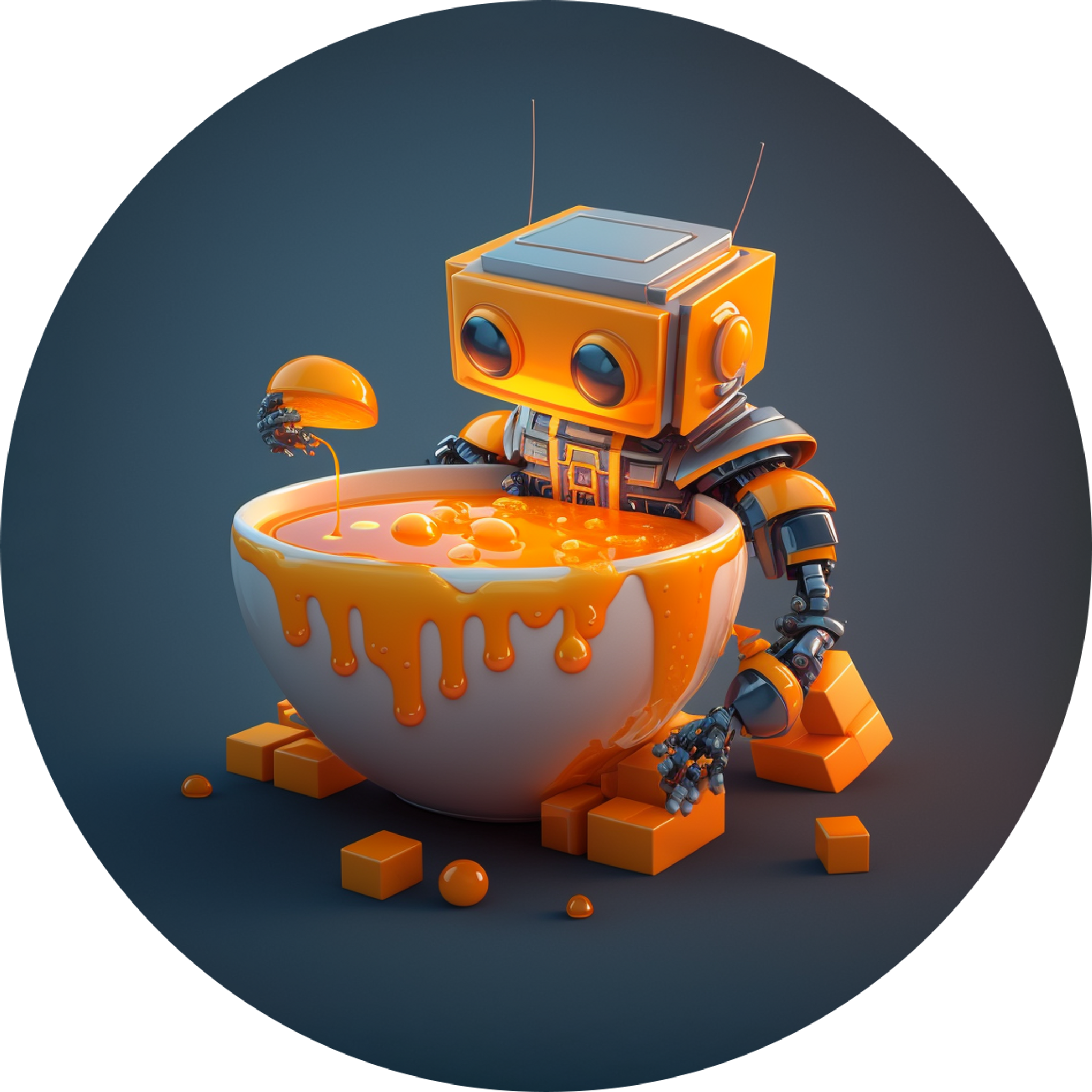 Robot eating yummy jelly